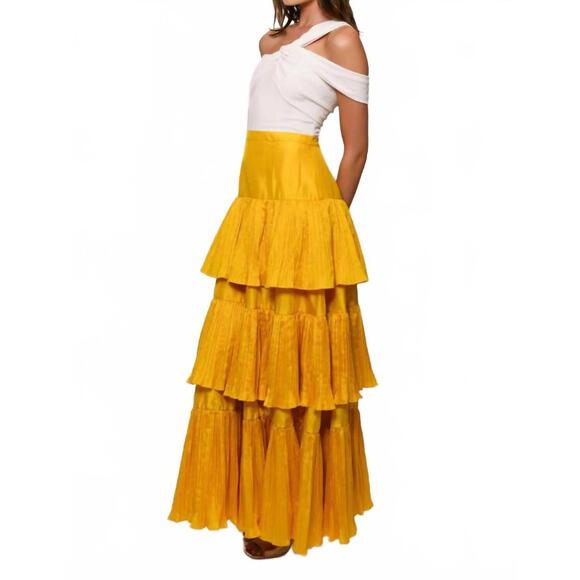 NEW HUTCH rhea one-shoulder maxi dress in white/gold - Picture 4 of 5